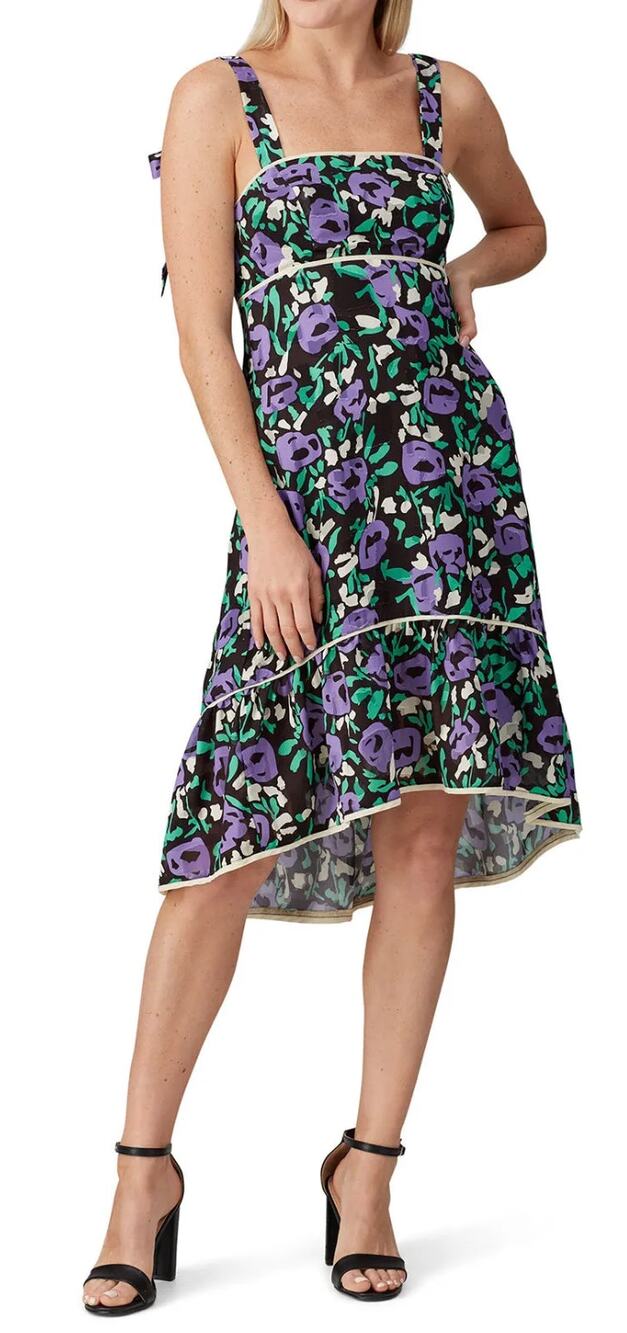 Foxiedox Monet Floral Short Sun Dress in Purple Floral Size Large Party Garden